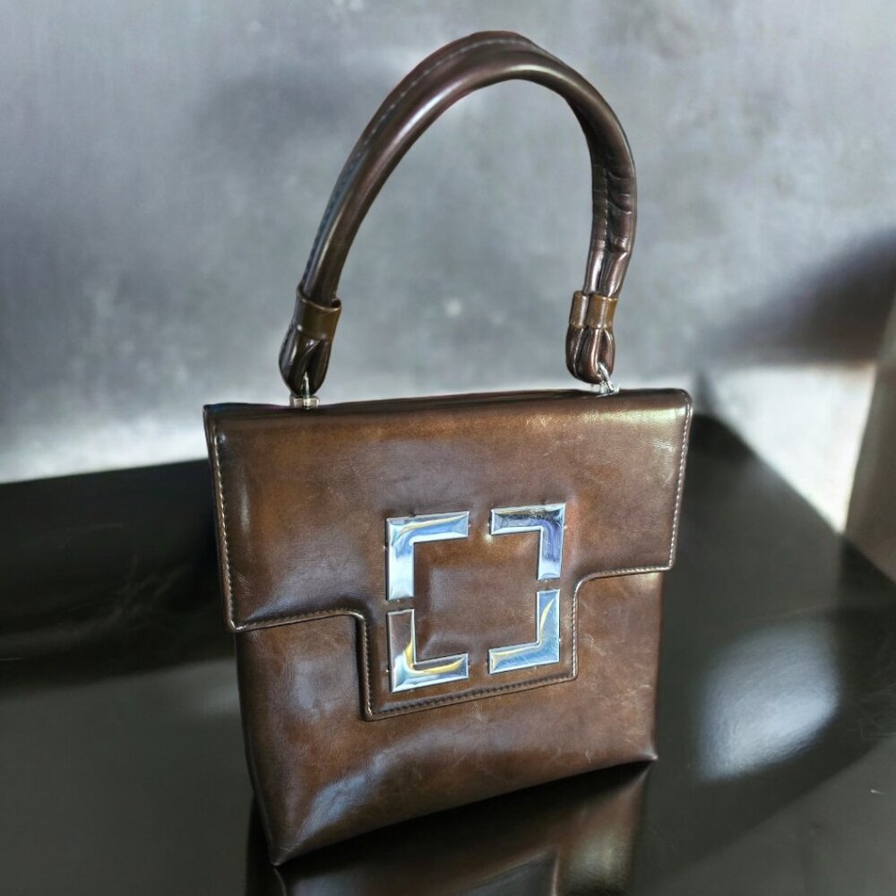 KADIN 1960's Purse in Brown with Silver Detail